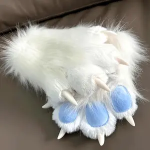 Soft Polyester Adorable Plush Cat Paw Gloves - Perfect for Cosplay & Stage Performances