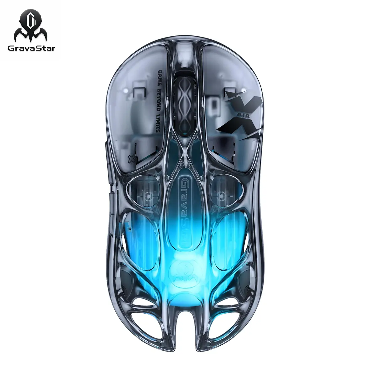 【NEW ARRIVAL】GravaStar Mercury X AIR 8K Wireless Gaming Mouse, 56g Lightweight, PAW3950 Sensor, 32,000 DPI, Futuristic Skeleton Design,Tri-Mode Bluetooth 2.4GHz USB-C, RGB Skeleton Design for FPS Esports,PC Gaming Setup