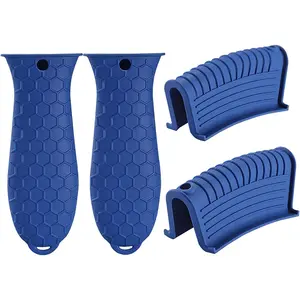 4 count   Potholders, Hot Handle Holder Assist Pot Holder for Cast Iron Skillets and Traditional Pots - Blue