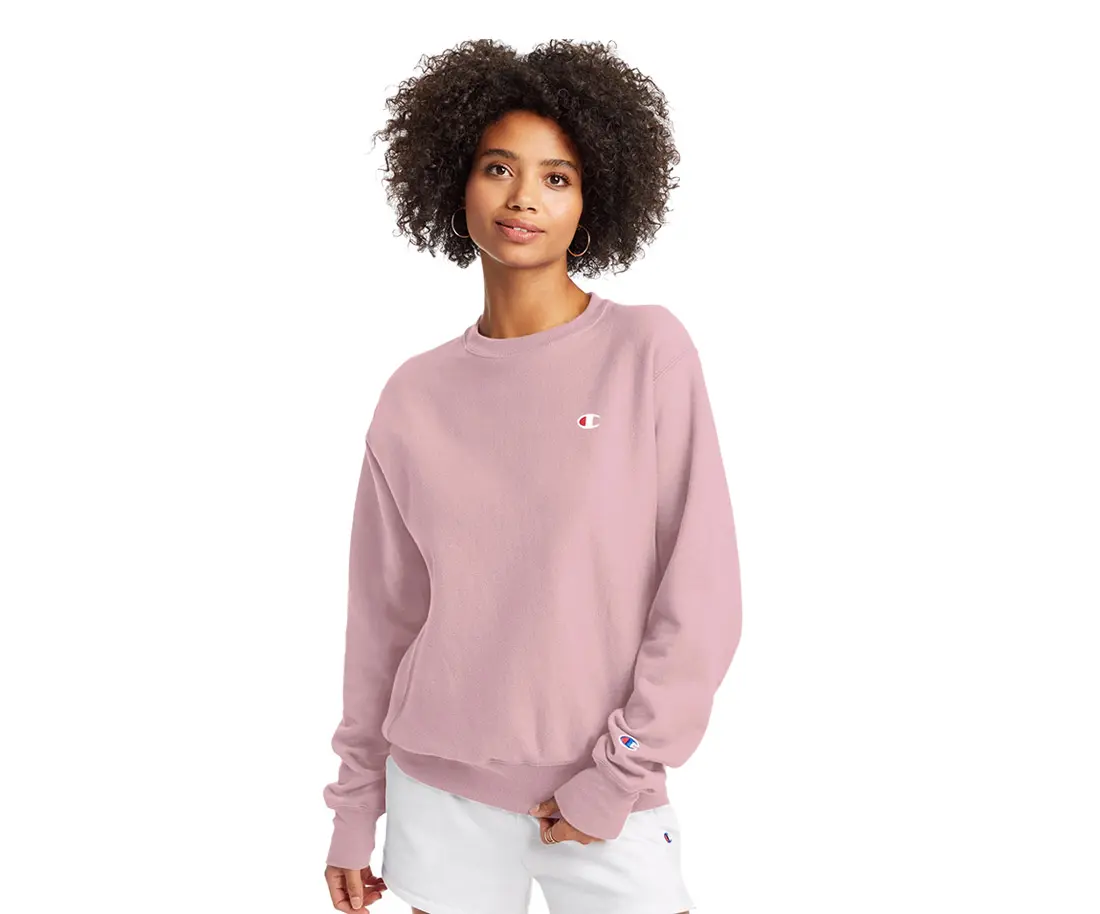 Champion Reverse Weave Crew, Girls' Long Sleeve Basic Casual Pullover Sweatshirts for Sports & Outdoor Activities, Round Neck, Tops, Crew Neck, Active Wear, Full Sleeves, Clothes, Girls Xs, Small Logo, Sweaters