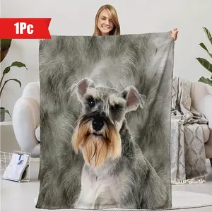 Schnauzer Print Flannel Blanket, Multi-Purpose Bed Blanket for Couch, Sofa, Office, Bed, Camping & Travelling
