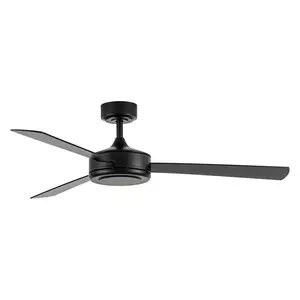 Vaczon 52" Black 3 Blades Ceiling Fan with Remote Control, No Light