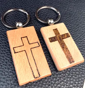 Wooden Cross Keychain - Elegant Religious Fashion Accessory