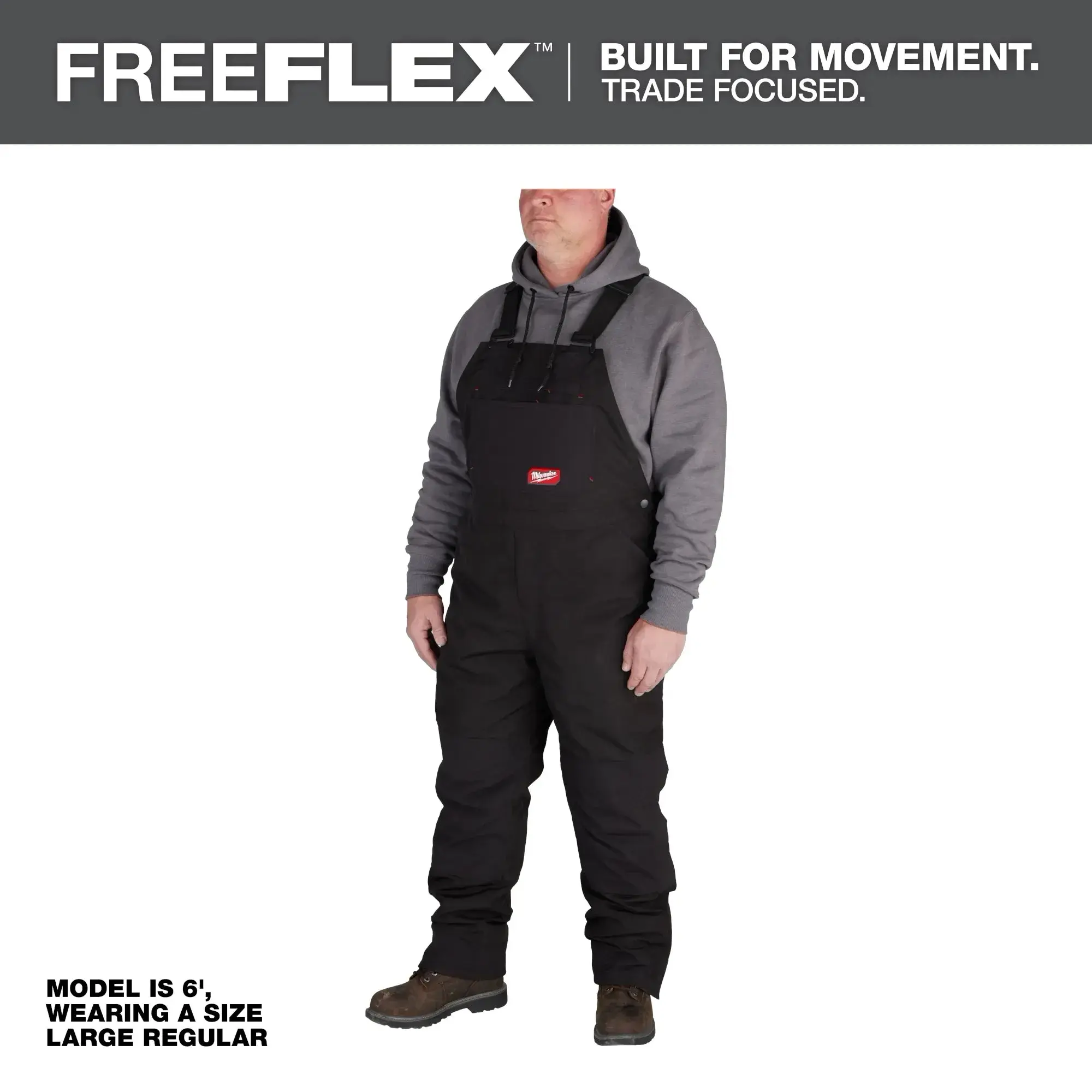Milwaukee 262B Menswear Men's Black FREEFLEX Insulated Bib Overalls, Custom Gusset, Jobsite Wear