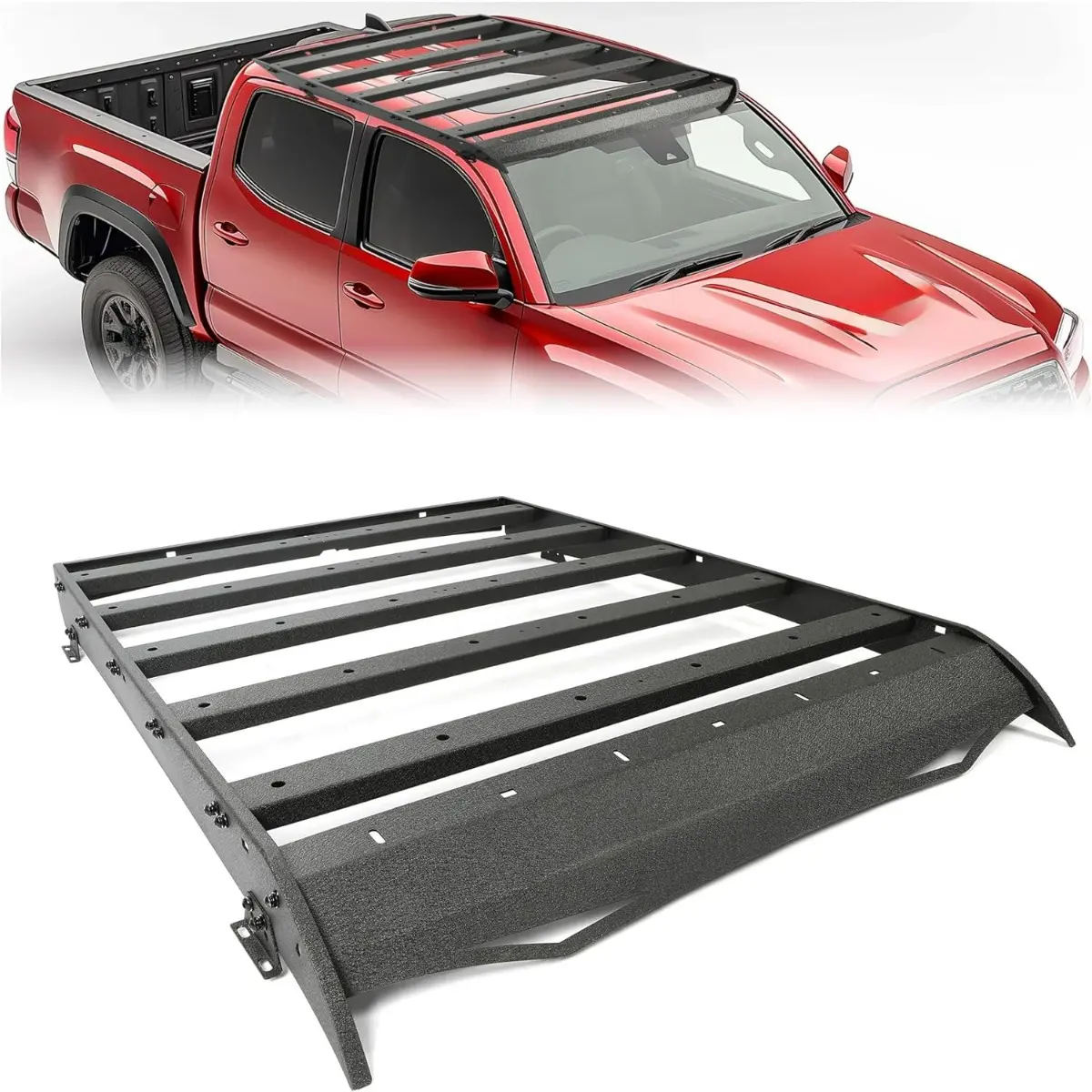 Roof Rack Compatible with 2005-2023 Toyota Tacoma 2nd 3nd Gen Double Cab Models Rooftop Luggage Cargo Carrier Basket 350LBS w/o Light No Drilling-TK