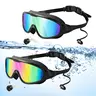 Anti-Fog Swimming Goggles for Adults & Kids, Leakproof UV Protection Swim Goggles with Wide View Clear Vision, Comfortable Waterproof Swimming Gear Set with Ear Plugs & Nose Clip