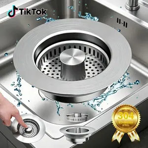 Upgraded 3-in-1 Kitchen Sink Drain Strainer, Stainless Steel Sink Plug, Deodorizing Anti-Clog Basket Strainer for US Standard 3-1/2 Inch Drains solutions fregadero el colador para