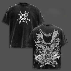 Vintage Naruto Kurama Double Print Tee | Oversized Gym Shirts | Y2K