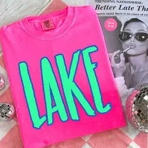 Comfort Colors Summer Lake Shirt  Summer Vacation Tee Aesthetic Colorful Neon Beach Top