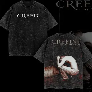 Creed My Own Prison Washed T-Shirt, Double Printed Oversized Music Band Washed Tee, Rock Band Double Printed Washed Hoodie, Gift For Band Fan Crewneck Casual Clothes Cotton