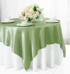 72"x72" Seamless Square Satin Table Overlay - Sage Green (1pc)