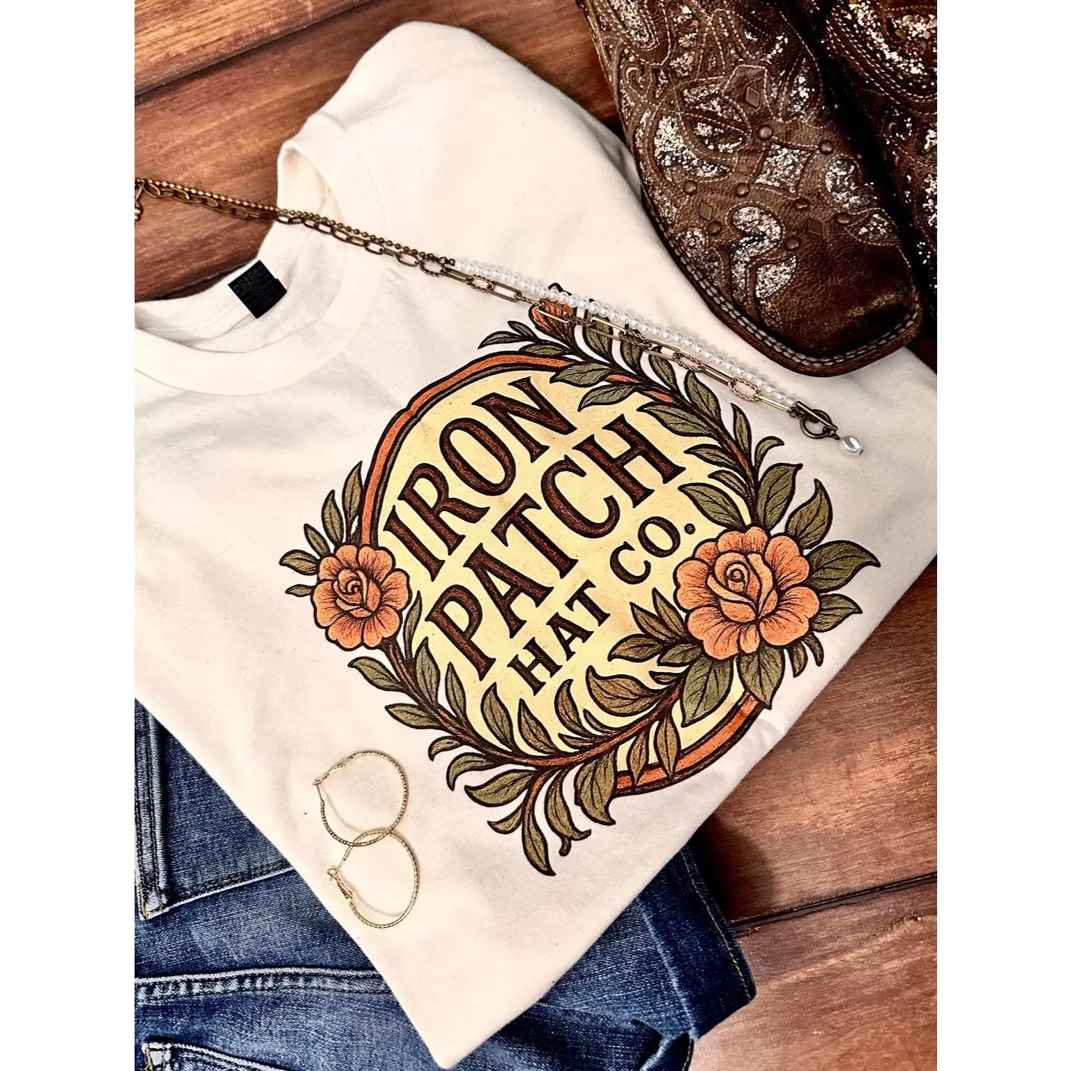 Iron Patch Floral Crest Tee