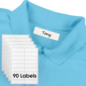 90 count  No-Iron Clothing Labels, 0.5x1.75 Inch Self-Stick Fabric Tags, Washer Friendly Write-On  Name Labels for School   Care