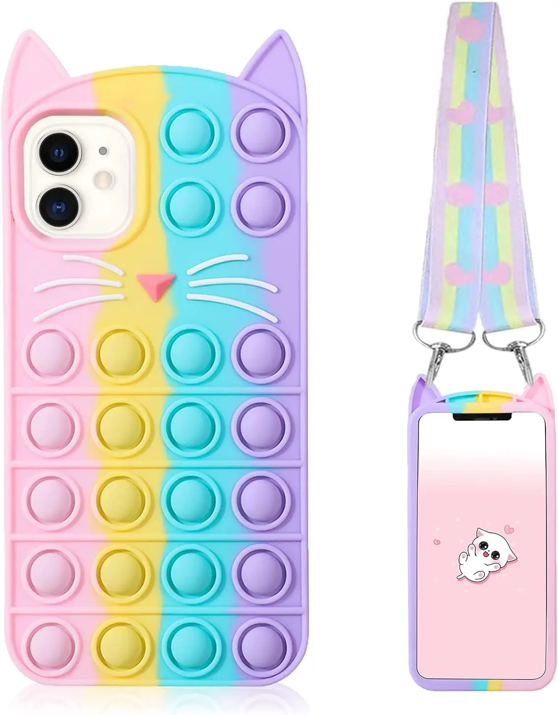 Fidget Pop Phone Case for  11 Case,   Push Pop Bubble 3D Cartoon Funny Kawaii Cute Fun Soft  Design Cover for Girls  Boys (for  11 6.1"-1Pack )