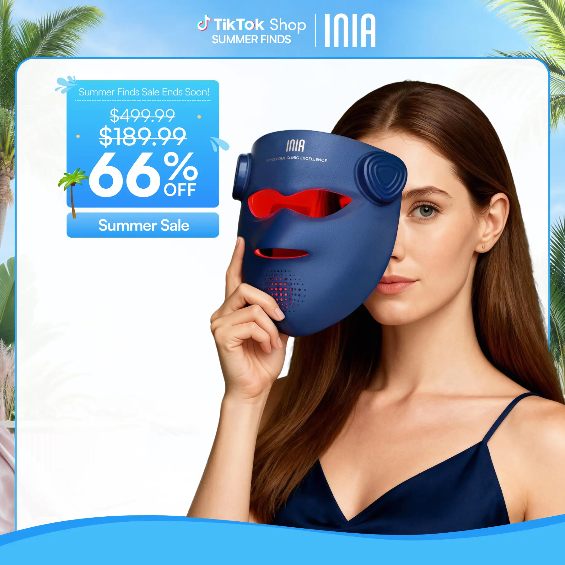 INIA GLOW 940 nm 4D LED Mask – Dual NIR 940 + 850 nm Deep Penetration for Deeper Repair, Visible Lift & Lasting Radiance, 4D Fit for Jawline Lift & Firm, Cooling Therapy, Wireless Comfort, Summer Beauty Gift Ideas