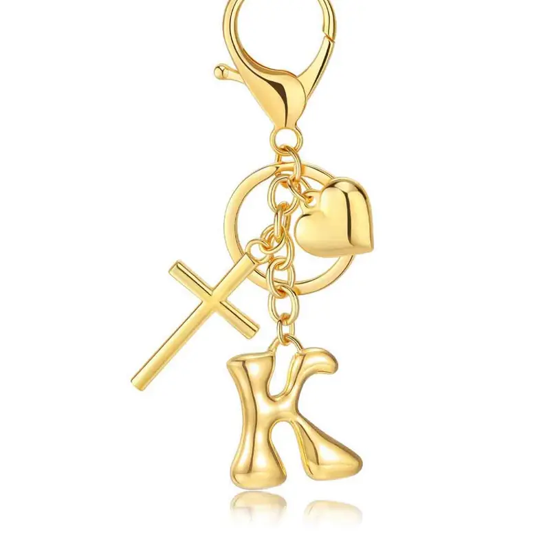 Initial Bag Charms Keychains Women, Cross Cute Heart Letter Key Chain Bag Key Accessory Purse Backpack Handbags Keychain Christian Gift Keychain For Bags