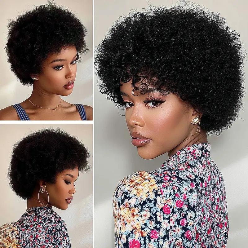 026 Pixie Cut Wig for Black Women Short Bomb Curly Wigs Brazilian