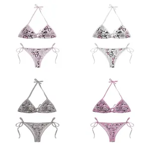 Y2K Alt Girl Tankini Swimsuits! Pastel Goth 2 Piece Sets String Bikini. Cute Graphic Swimwear For Summer Beach Vacation Outfits