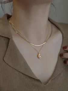 French Pea Pearl Necklace for Women, Bean Pearl Pendant, Elegant Simple Clavicle Chain, Unique Multi-Layer Design, Valentine's Gift, Dainty Pearl Necklace