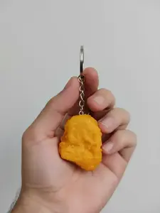 1 pc Cute Cartoon Artificial Chicken Nugget Decor Keychain, Funny Chicken Nugget Pendant Keychain, Fashionable Keychain Charm for Men and Women, Creative Small Gifts, Holiday Accessories, Keychain For Bags, Keychain Jewelry