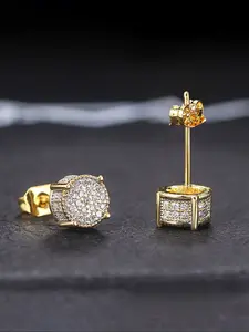 1 Pair Hot Shiny Luxury Full Zircon Round Circular Stud Earrings for Women Exquisite Trendy All-match Engagement Wedding Ladies Earrinigs Fashion Jewelry Studs Earrings for Party Daily Decor Anniversary Birthday Valentine's Day Dating Gift for Girlfriend