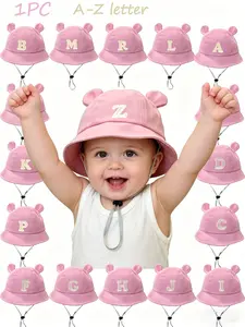 1PC Letter Bucket Hat for Babies, Customizable Initials, Sun Protection, Adjustable Straps, Suitable for All Seasons, Ages 0-2 Years
