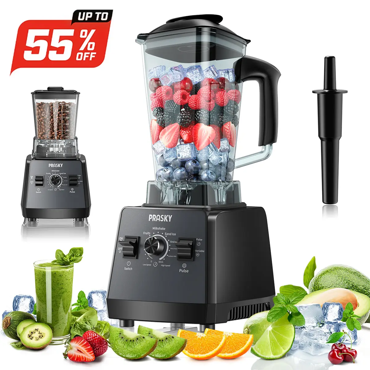[LIVE] PRASKY Professional Blender 68Oz BPA-Free Kitchen Blender for Smoothies & ice Crushing, For Home, Commercial Use, Coffee Cup & Stand Mixer Ele