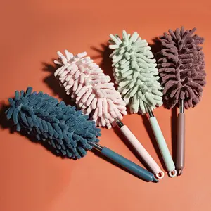 Telescopic Lengthen Duster Microfiber Chenille Home  Stainless  Removal Steel Dust Brush Ceiling Clean Multifunction Cleaning