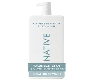 Native Body Wash for Women & Men, Cashmere & Rain, 36 oz Pump Bottle, Sulfate-Free & Gentle for All Skin Types