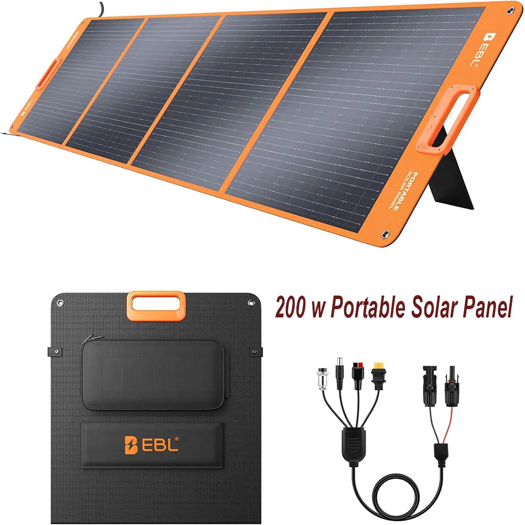 EBL Portable solar panel 100W/200W ;Power Station 500w/1000W/2400W   AC/Wireless ,Output for Emergency, Home Backup, Camping, RV, Off-Grid Living