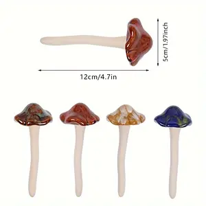 [Popular Choice] 4pcs Ceramic Mushroom Ornaments Set - Realistic Garden Decorations, Non-Fading Toadstool Statues for Outdoor Decor