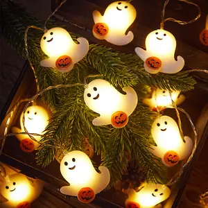 LED Halloween String Lights, Indoor Outdoor Party Decorations, Battery Operated Lanterns Ghost Designs, Perfect for Holiday Celebrations
