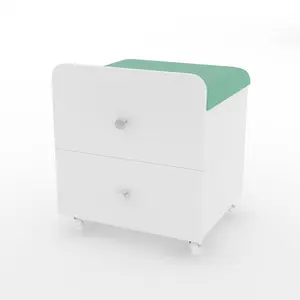 Garvee Vanity Stool Chair with Storage, Square Makeup Vanity Stool Side Table with Storage Drawer, Padded Seat for Bedroom, Living Room, Makeup Stations, Green