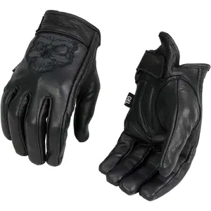 Milwaukee Leather MG7570 Men's Reflective Skull Premium Leather Short Wrist Gel Palm Driving Gloves
