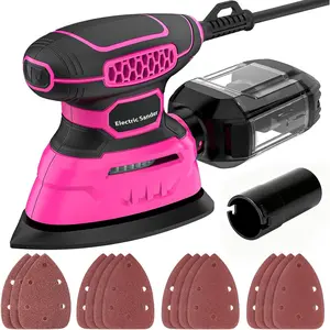 Detail Sander - 13000 OPM Compact Electric Sander Tool, 1.2A Mouse Sanders with 15Pcs Sandpapers and Dust Box, Handheld Sanding Machine for Woodworking, Furniture and Small Projects