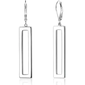 Geometric Dangle Earrings for Women Trendy, Metal Coating Hypoallergenic Leverback Bar Drop Earrings, Fashion Minimalist Jewelry Gifts Rectangular Elegant