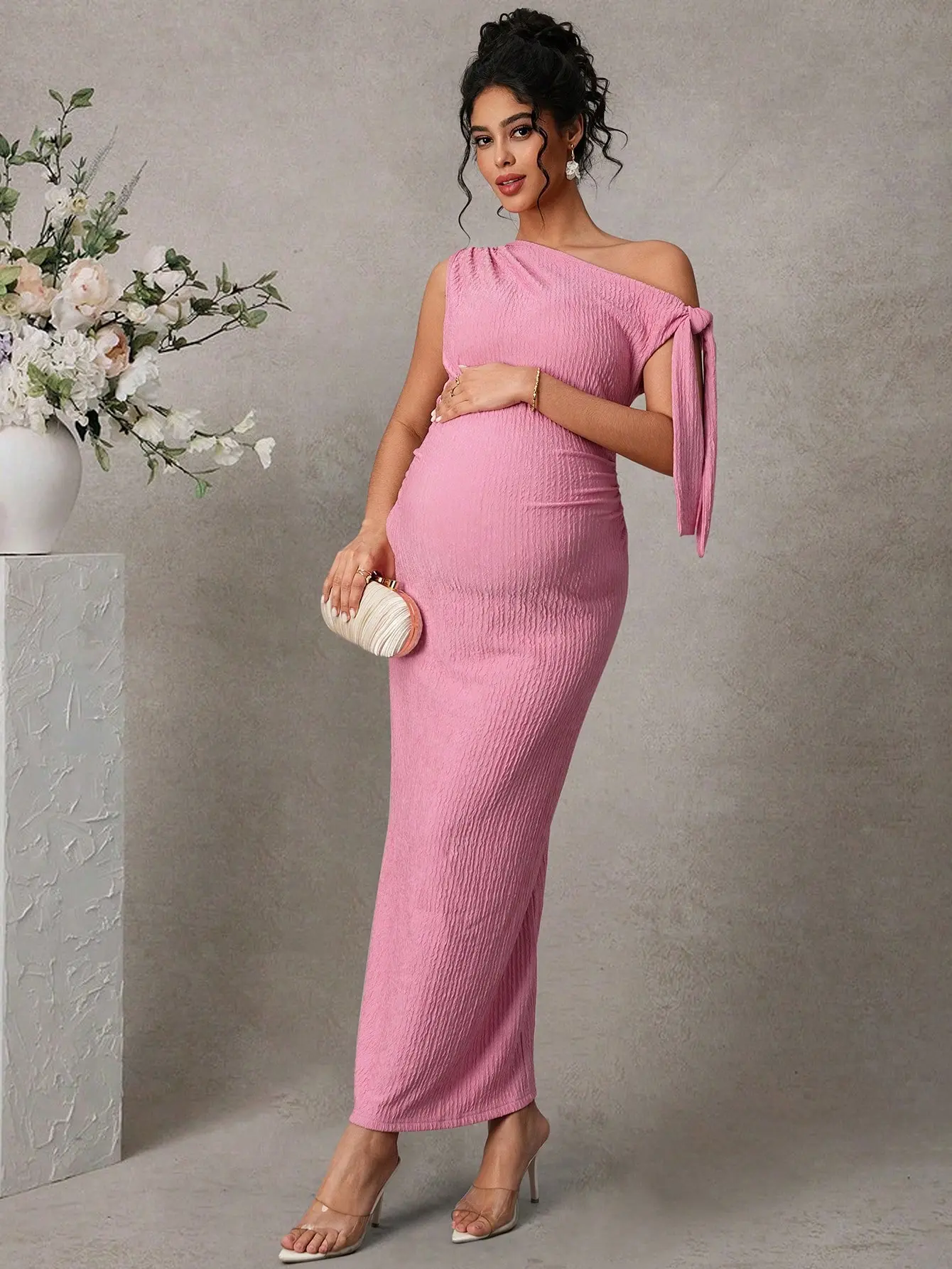 Elegant Maternity Dress, Jacquard Texture, Suitable For Valentine's Day, Summer, Spring, Wedding Party