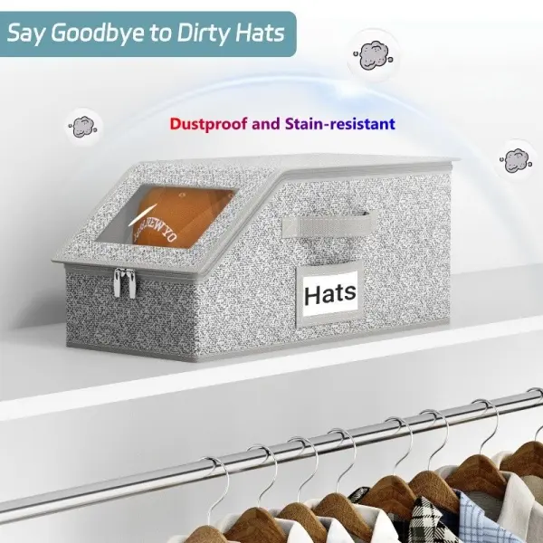 Stackable Baseball Cap Storage Box, Holds Up to 24 Hats – Durable Foldable Cardboard Organizer, Large Capacity Hat & Toy Storage Solution, Versatile Home & Bedroom Organizer, Dustproof, Space Saving Window