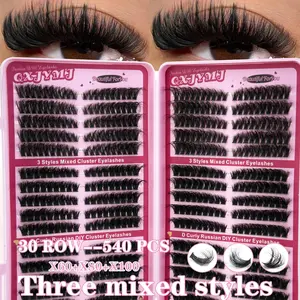 30 Pairs Dramatic Dense Lash Book, DIY Cluster Lashes Extension, 60D+80D+100D Mixed Styles, Soft Fluffy Lash Clusters, D-Curl Lashes