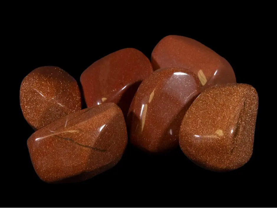 Large Polished Goldstone Crystal – Sparkling Red Glass Stone, Decorative Gemstone Display Piece, Healing Crystal Style Decor (3–3.5 Inch)
