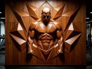 Metal Geometric Male Figure Wall Relief Sculpture, 3D Faceted Gym Decor, Durable Wall Art for Home Gym & Studio