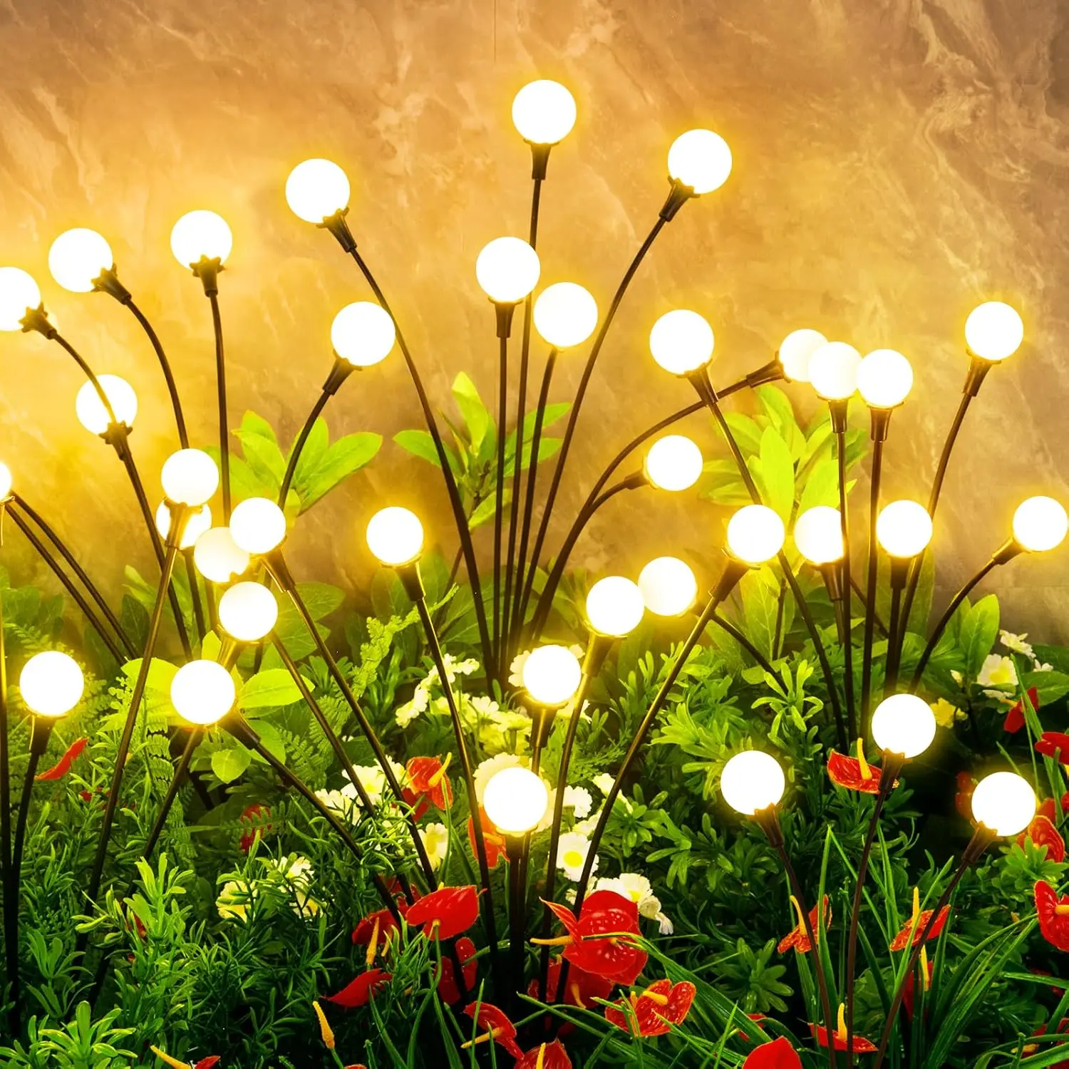 Solar Lights Outdoor  4 Pack of 32 Leds Garden Patio Firefly Decoration  Gifts Women Grandparents