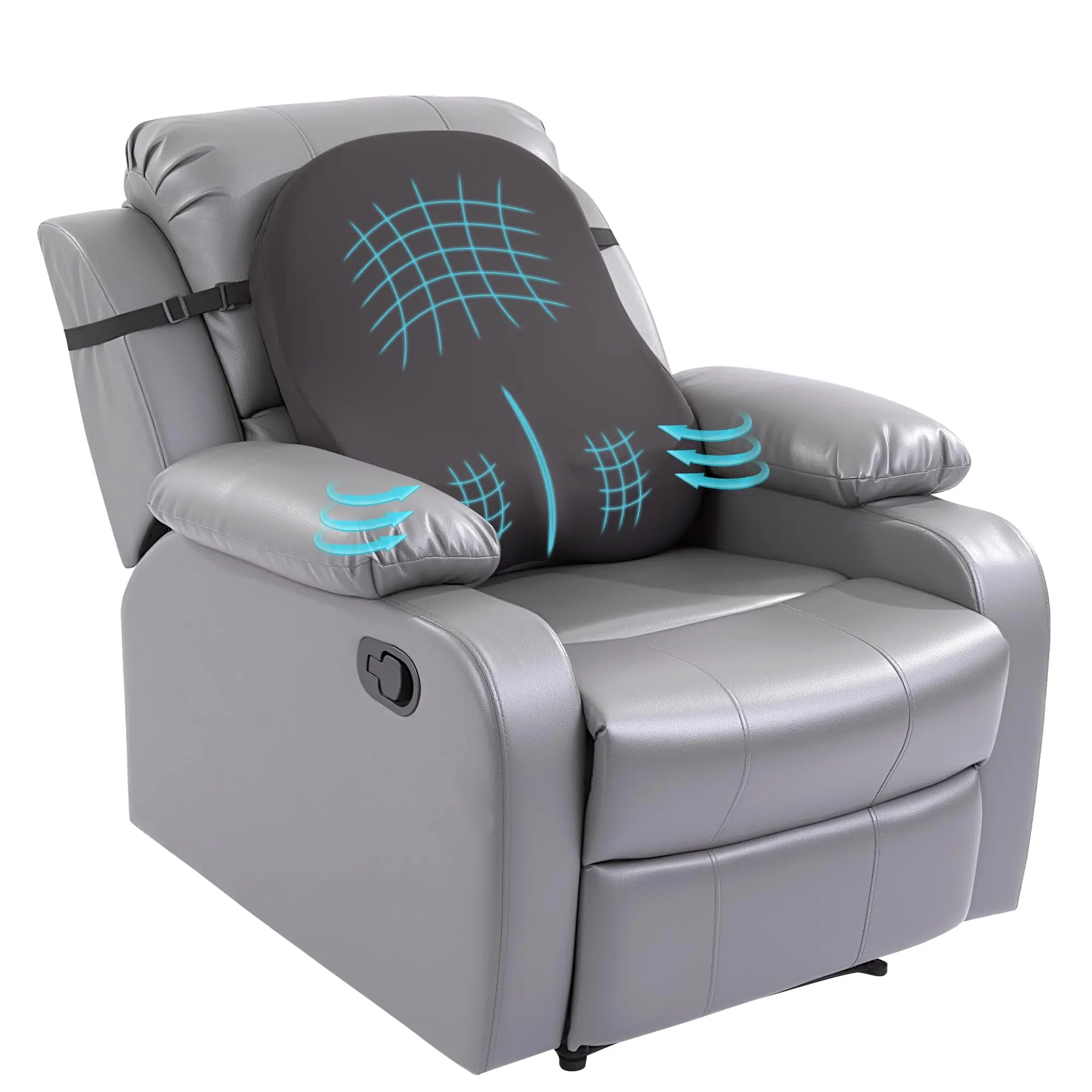 Extra Long Lumbar Support Pillow for Recliner Chair, 50D Molded Memory Foam Back Support Cushion with Full Back Support, Ergonomic Design & Breathable Cover (Grey)