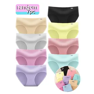 7-Pack Macaron Color Triangle Underwear, Suitable for Teenage Girls, 92% Polyester 8% Microfiber, Soft Comfortable Breathable Elastic Underwear, Four Seasons Knitted Fabric