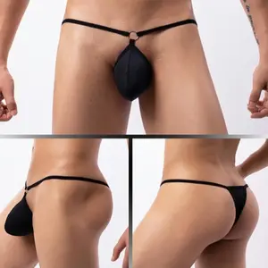 Men's Low Waist Thong - Black Underwear for Men Featuring a Simple Design and Adjustable Strap Lingerie