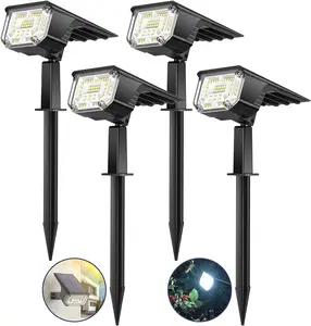 Solar Spot Lights Outdoor Garden IP65 Waterproof, 45 LEDs USB & Solar Powered Landscape Spotlight, 3 Modes Cool White Auto ON/Off House Lights, Bright Lighting for Yard, Tree, Flagpole, 4 Pack