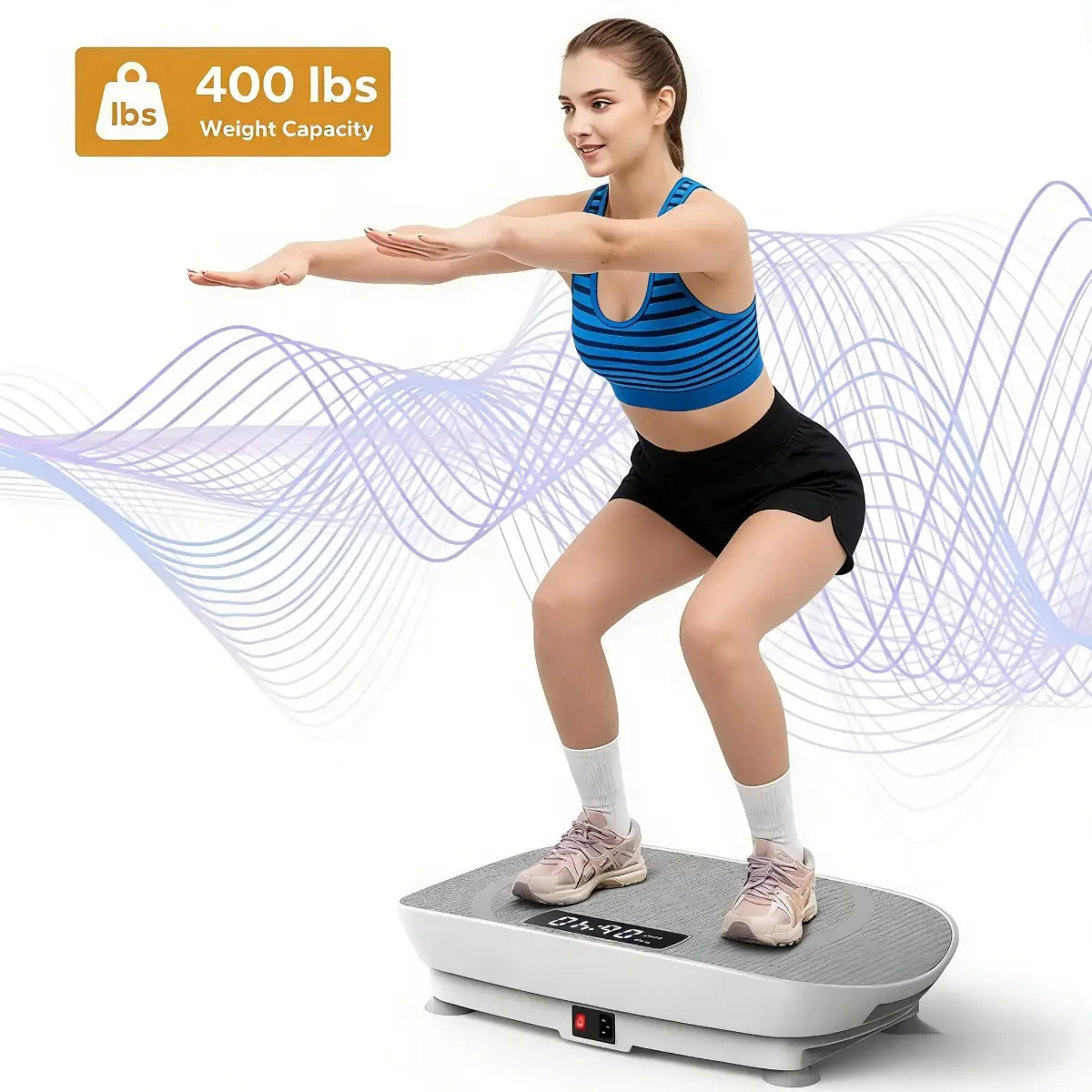 Compact 11mm Stable & Quiet Vibration Plate, 10‑level Adjustable with 150W High‑Performance Motor, 440‑lb Weight Capacity, Built‑in Bluetooth & Silicone Non‑Slip Platform, Ideal for Comfortable Daily Household Use