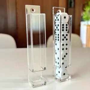 Beer Die Snappa Acrylic Dice Dispenser Holder Box + 7 White Playing Die + Screws Casino Game Nights (1pk + 7 Dice, Clear)