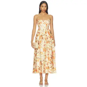 Bardot Lola Printed Midi Dress in Orange Floral Bardot Lola Printed Midi Dress in Orange Floral