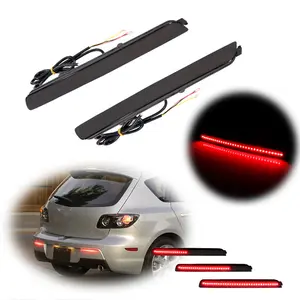 2PCS Smoke Lens Red LED Rear Bumper Reflector Brake Light Lamps For Mazda 3 2004 2005 2006 2007 2008 2009 Replace OEM BN8R-51-5M0B, BN8R-51-5L0B